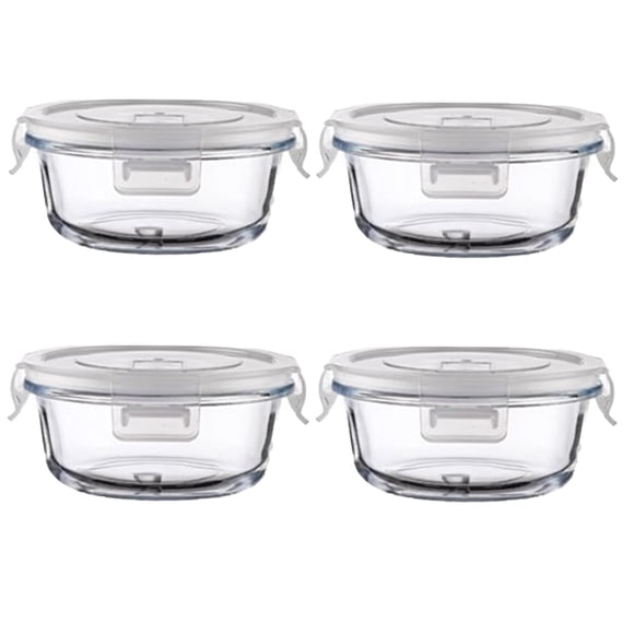 R.repad yay Contenedores de Vidrio para Alimentos Redondos de 1.5 Tazas, Paquete de 4