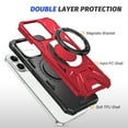 thumbnail image 2 of Rugged Phone Case for Apple iPhone 16, Compatible with Magsafe Ring Holder Kickstand Military Grade Shockproof Bumper Full Protective Case Cover for iPhone 16, Red, 2 of 8