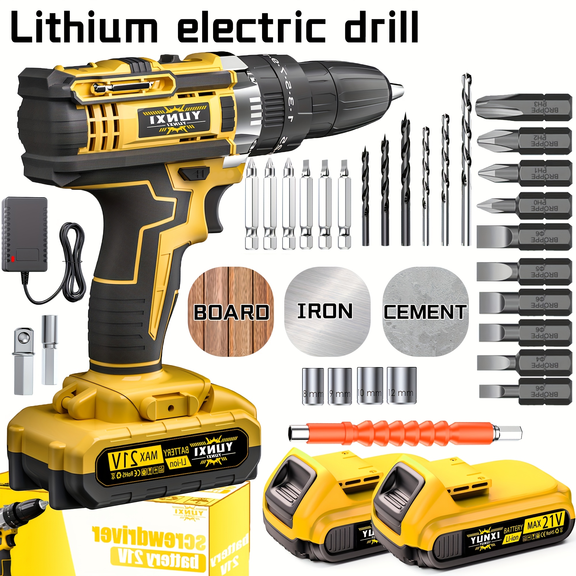 DGB Cordless Electric Drill Driver Kit, Lithium-Ion Battery Powered, 2-Speed for Home Improvement and Repairs, Compact and Portable