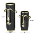 thumbnail image 4 of DecMode 16", 11"H Face Abstract Black Ceramic Vase with Gold Details, Set of 2, 4 of 12