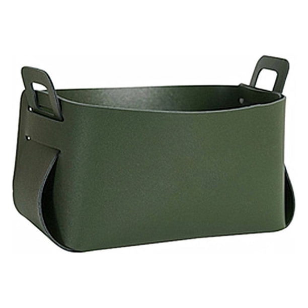 Wosthever Cesta de almacenamiento, organizador plegable de cuero con asa, soporte decorativo, caja contenedora, decoración organizadora Almacenamiento y organización del hogar Verde L