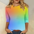 thumbnail image 2 of USNSM Ombre Shirts for Women Casual 3/4 Sleeve Round Neck Tie Dye Gradient Print Pullover Tops Loose Lightweight Comfy Tunic Tees Blouse Multicolor#01 XXXL, 2 of 5
