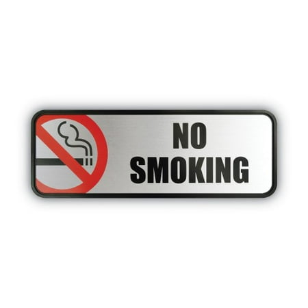 

COSCO Brush Metal Office Sign No Smoking 9 x 3 Silver/Red (098207)