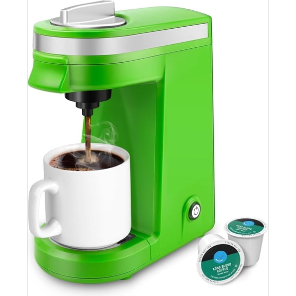 Single Serve Coffee Maker, Small Single Cup Coffee Maker for K pod and Ground Coffee, Green