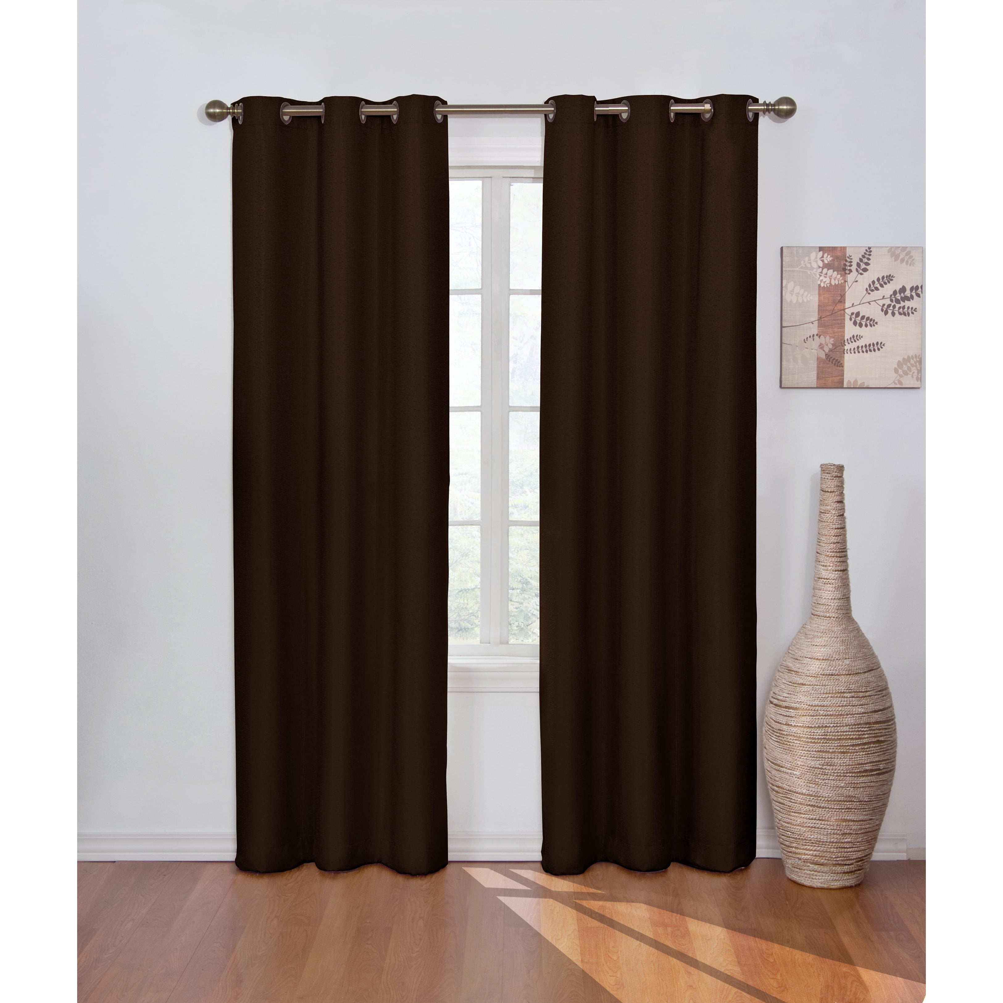 Eclipse Madison Solid Blackout Grommet Top Single Window Curtain Panel, Beige, 42 x 63