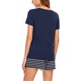 thumbnail image 4 of Ensemble de Pyjama Shorts pour Femmes Manches Courtes Imprimé Lettre Dessin Animé Vêtements de Nuit Pjs Ensemble 2 Pcs Hauts Col Rond & Shorts, 4 of 6