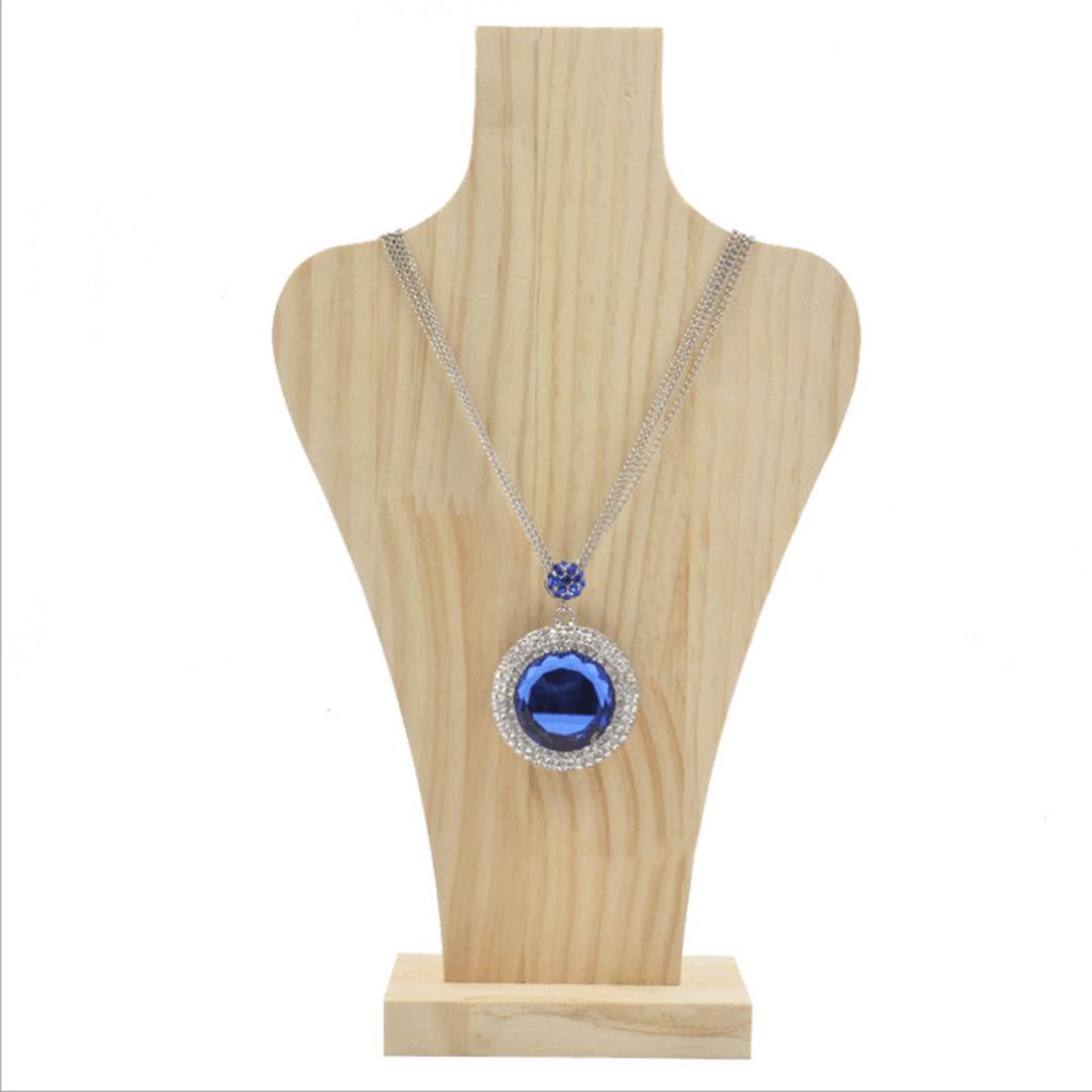 3 Pieces Natural Wood Necklace Display Holder Jewelry Organizer Stand Hanging Rack Multipurpose Show Shelf, Home Decoration