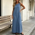 thumbnail image 6 of Fewfanhot Summer Dresses for Women Sleeveless Crewneck Maxi Long Vest Shift Dress with Pockets, 6 of 7