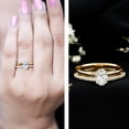 thumbnail image 3 of Rosec Jewels Moissanite Oval Engagement Ring 1 Carat - Double Band Ring - 5X7 mm - D-VS1 Grade Certified, 18K Yellow Gold, US 4.00, 3 of 8