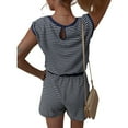 thumbnail image 5 of Women's Summer Romper, Cap Sleeve, Striped Shorts Overalls, Adjustable Drawstring Waist, Comfortable for Summer, 5 of 7