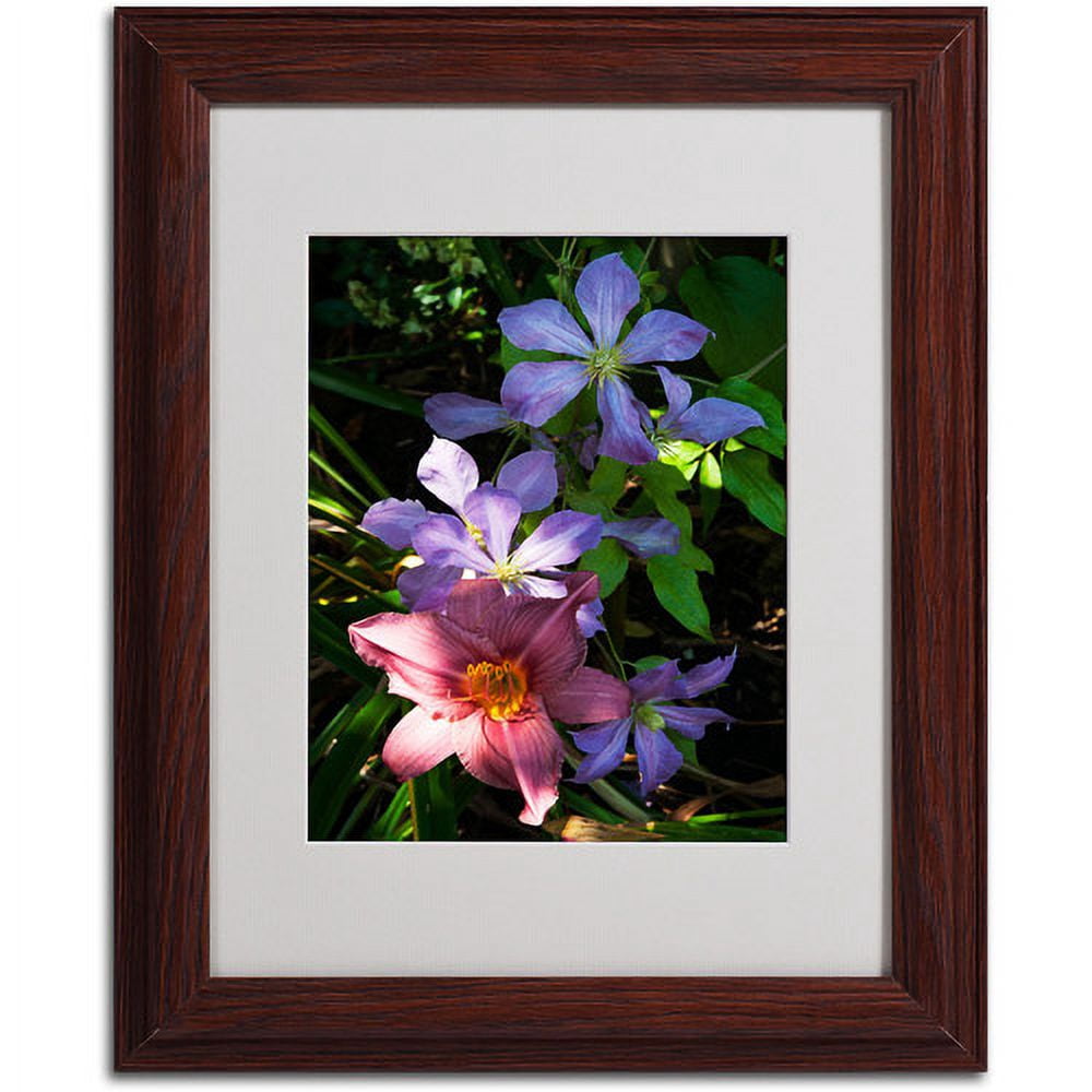 Trademark Fine Art "Clematis and Lily" Canvas Art by Kurt Shaffer, Wood Frame
