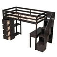thumbnail image 3 of Twin size Loft Bed with Storage Drawers ,Desk and Stairs, Wooden Loft Bed with Shelves - Espresso, 3 of 13