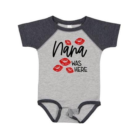

Inktastic Nana Was Here Red Kisses Gift Baby Boy or Baby Girl Bodysuit