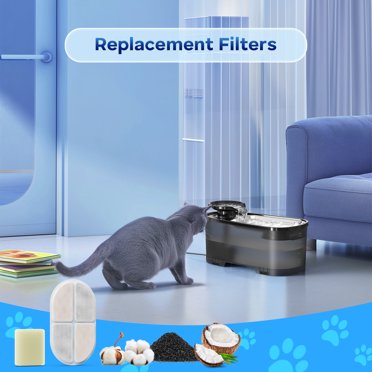 PETLIBRO Cat Water Fountain Replacement Filters - 8 Filters + 8 Sponges, 3-Layer Design For PETLIBRO PLWF002 2.1L Fountain