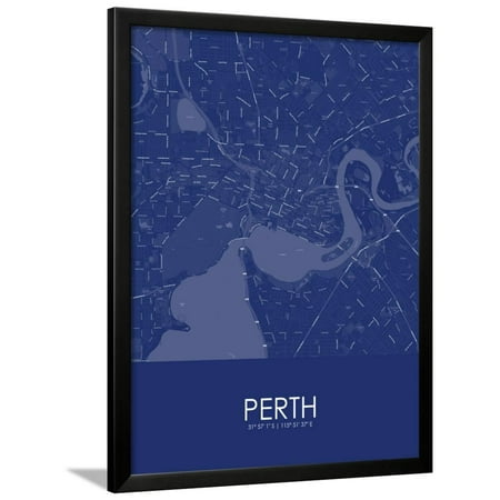  Perth  Australia Blue Map Framed  Poster Wall Art  Walmart com