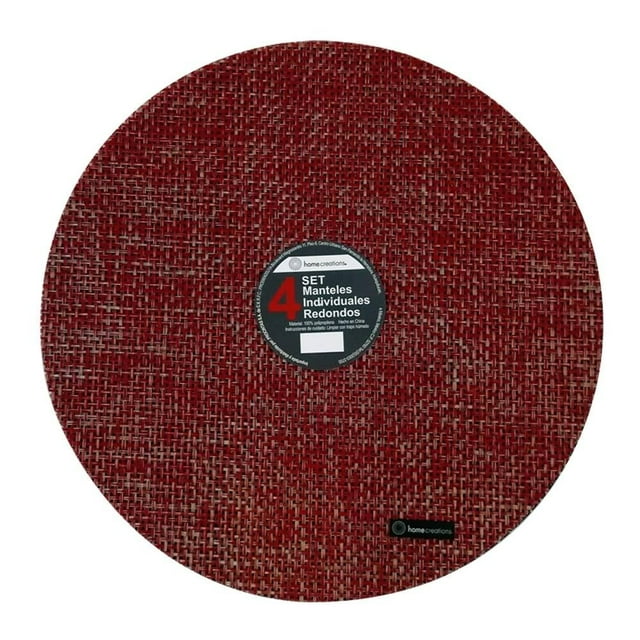 Set de Manteles Individuales Home Creations Redondos 4 Piezas Rojo