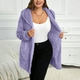 thumbnail image 5 of Olyvenn Fleece Jacket Women Sherpa Fuzzy Hoodie Jackets Fleece Lined Cardigan Jacket Winter Warm Casual Trendy Outerwear Coat Purple XXL, 5 of 9