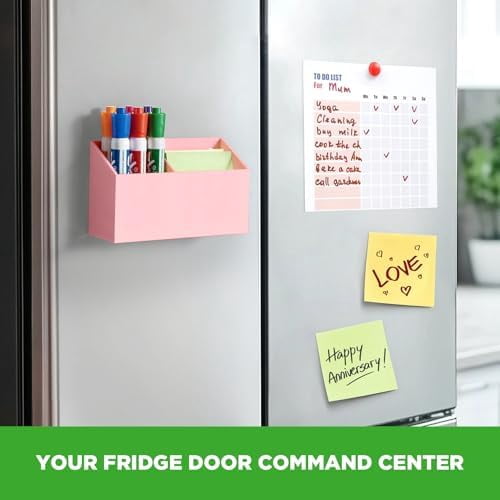 Magnetic Dry Erase Marker Holder for Whiteboard, Acrylic Magnet Pen Holder for Refrigerator Fridge, Marker Holder for Classroom Teacher, Pencil Cup,Office Accessories, Locker Organizer(Pink)