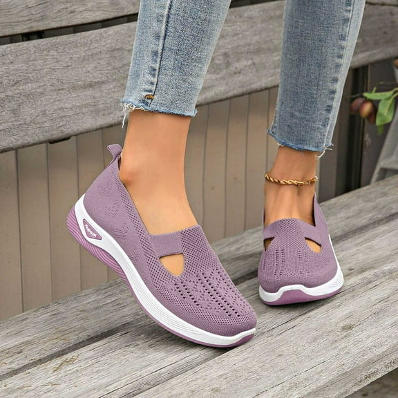 Women's Summer Fashion Breathable Mesh On Casual Shoes Round Toe Non Sports Walking Footwear