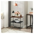 thumbnail image 2 of End Table with Metal Shelf, 2-Tier Foldable Side Table with Wheels - Living Room, Bedroom, Serving Cart, Nightstand - Easy Setup, Lockable Casters Brown, 2 of 9
