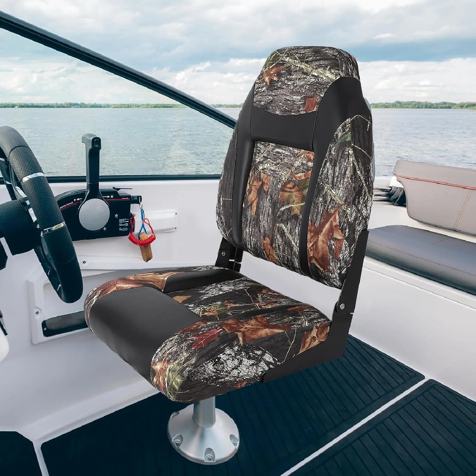 Ladcaser 2 Pack Premium High Back Folding Boat Seat, Marine Seats for Fishing, Sightseeing, Speedboats, Canoes