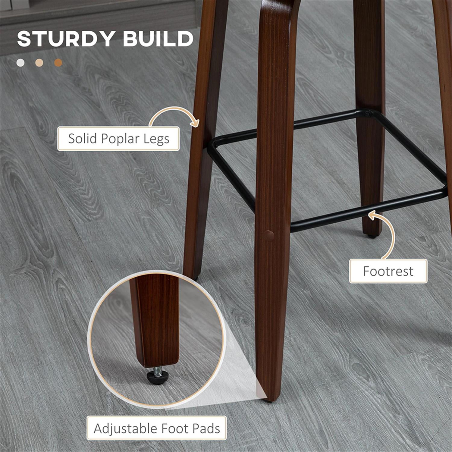 Demi Bonn Modern PU Leather Swivel Bar Stool Set of 4, Cushioned Bar Height Stool with Tufted Back and Solid Wood Legs for Kitchen, Dinning Room, Beige