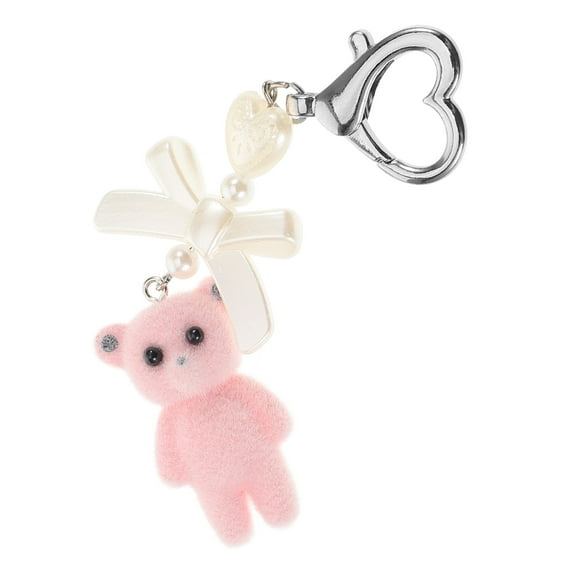 WASHWEPE Cute Keychain Charm 1Pcs Pink Resin Metal 3D for Girls and Bear Lovers
