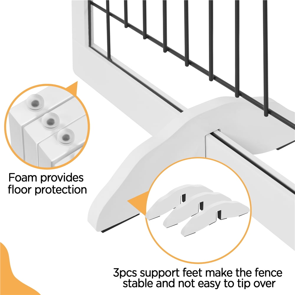Yaheetech 32.5" Freestanding 6-Panel Foldable Pet Gate with Support Feet, White