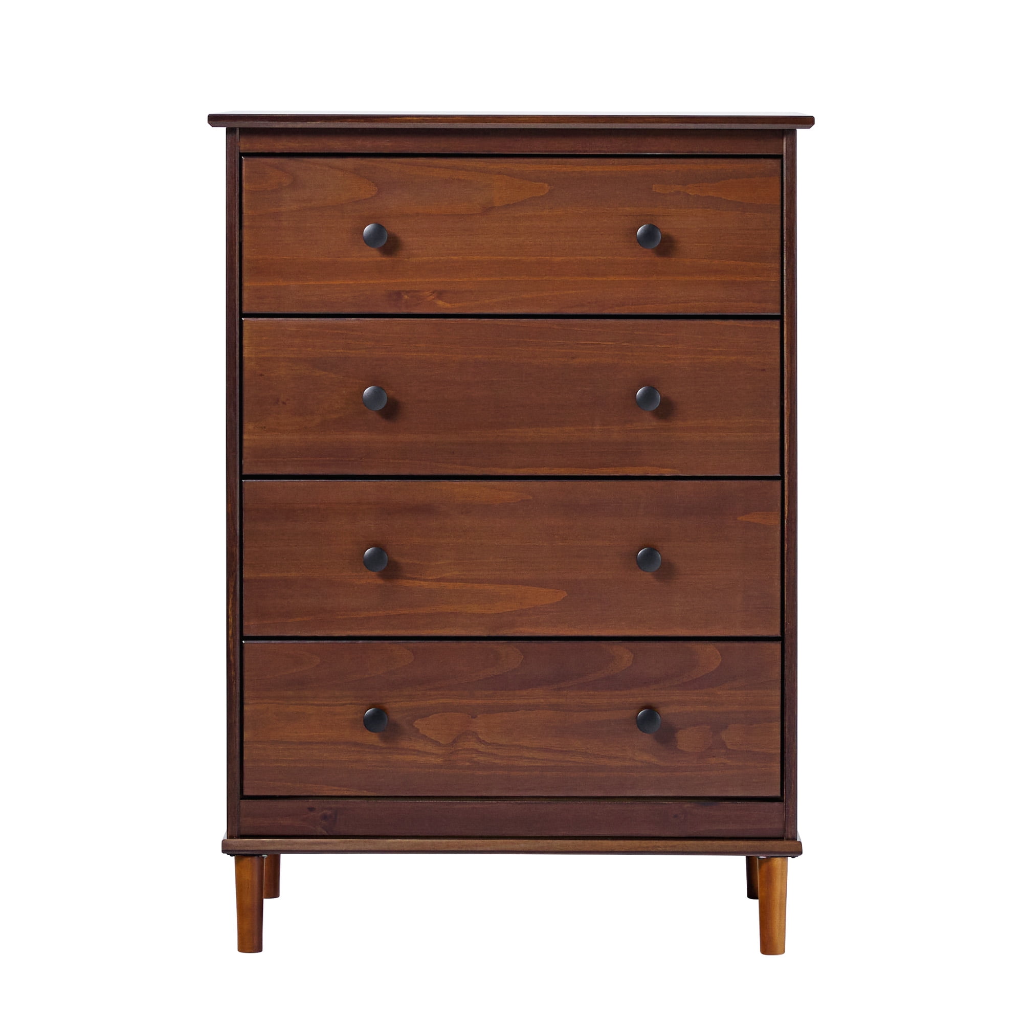 Walker Edison Jules 4-Drawer Solid Wood Dresser, Walnut