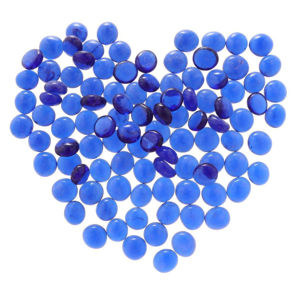 100Pcs Dark Blue Glass Marbles Aquarium Pebbles Vase Filler Marble Beads Ideal Aquarium Decor