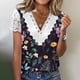 thumbnail image 2 of Mujeres moda verano Sexy pliegue impreso regular mujeres manga corta cuello en V botón Top OAVQHLG3B Store  lin121212, 2 of 4