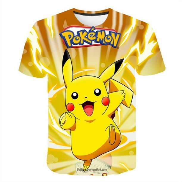 Camiseta de Pokémon para niños y niñas, camisa con estampado 3d de Pikachu, manga corta, informal qym unisex