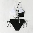 thumbnail image 3 of UTSJKR Womens High Waisted Bikini Sets Color Block Two Piece Swimsuits Beach Fashion V Neck Tummy Control Bathing Suits Black L, 3 of 3