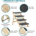 thumbnail image 2 of Wooden Dog Stairs/Steps - Foldable 4 Levels Pet Stairs & Ramp Perfect for Beds and Cars - Portable Dog/Cat Ladder Up to 110 Pounds, 2 of 8