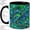 Black, variant on Peacock Feather Coffee Mug, Green Blue Plume Art, Bold Daily Home Tea Sips