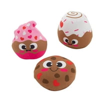 Fun Express 2 1/4" – 4 1/4" Valentine's Day Sweet Treats Stuffed Toys - 12 Pieces