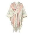 thumbnail image 1 of Ladies Contrast Color Ball Fringe Knit Shawl Jacket Women Cape Cardigan, 1 of 3