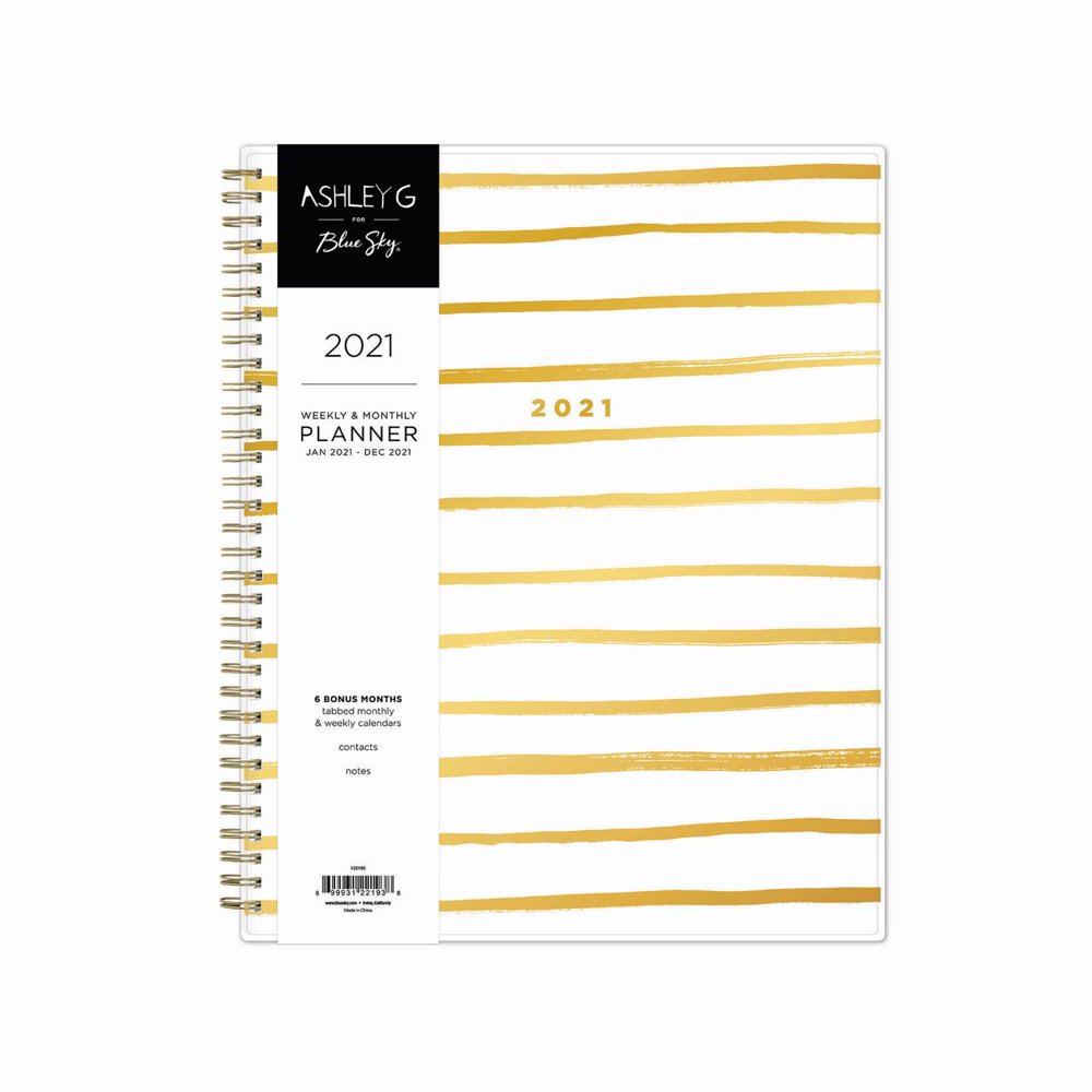 Ashley G 2021 Weekly Monthly Planner 8 5 X 11 Painterly Stripe 