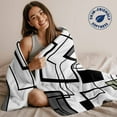 thumbnail image 5 of Flannel Fleece Throw Blanket Sage Green Color Block Lightweight Soft Plush Blankets,Black Stripe Abstract Geometric Cozy Warm Throw Blanket for Couch Sofa Bed Car Office All Season Use 60x80in, 5 of 9