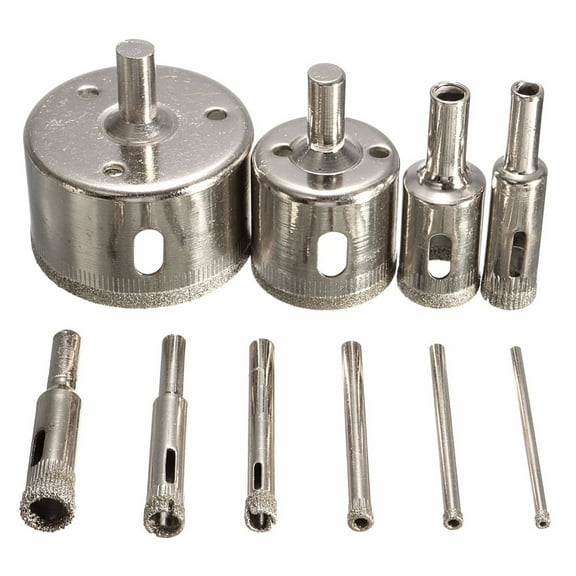 Amacok 10Pcs 3-50Mm Hole Saw Drill Set 100 Grits Tile Glass Drill