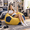 Blue‑Yellow, variant on Sanae Soccer Ball Bean Bag Chair, High-Density Foam Filled Lounge Chair with Carry Handle, Soft Flannel, Black and White