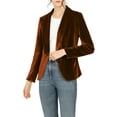 thumbnail image 1 of INSPIRE CHIC Women's Velvet Blazer Solid Color Shawl Collar One Button Wear-to-Work Suit Jacket XL Brown, 1 of 7