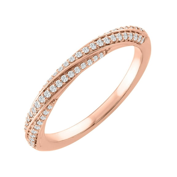 1/5 Carat Diamond Wedding Band Ring in 14K Rose Gold(Ring Size 10.25) - IGI Certified