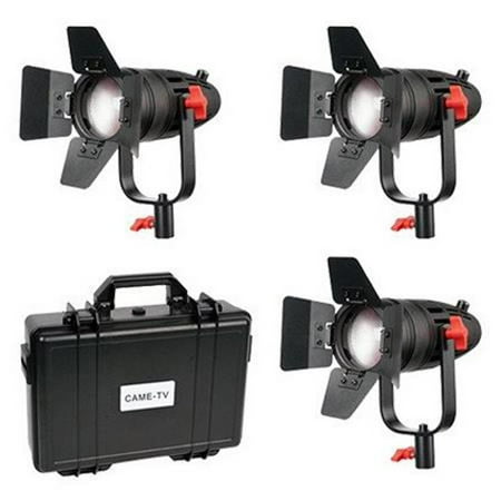 Came-TV Boltzen B-30 Fresnel 30W Fanless Focusable LED Daylight 3-Light Kit Includes 3x Removable Barndoors 3x Power Adapter 3x D-Tap Cable & Hard Carrying Case