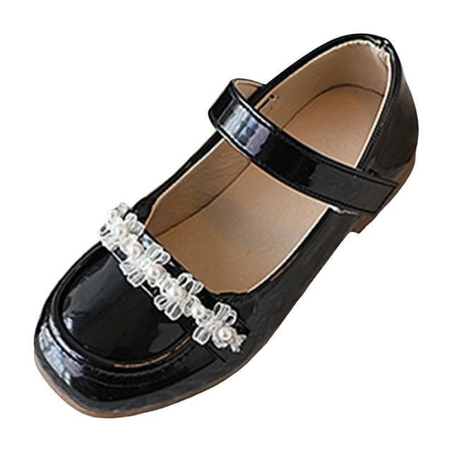 BOBOGOJP Girls Spring Shoes British Small Leather Shoes Spring and New Girls Japanese Single Shoes Black Soft Sole Mary Jane Performance Shoes Black for 10