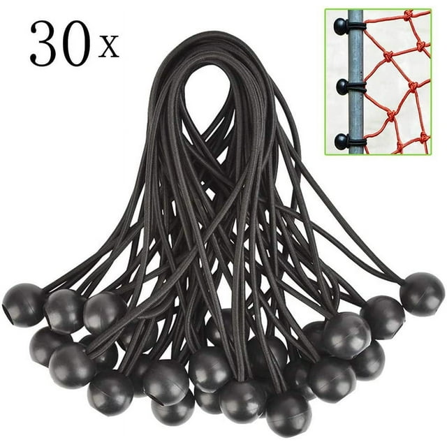 30 tensores elásticos de goma con bola, para lona, pabellón, tienda de campaña, cortinas, accesorio para lona de invernadero de malla de alambre de jardín, accesorio para lona de remolque