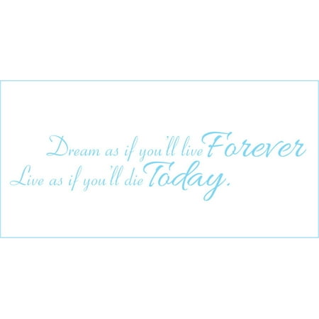 Dream as if You'll Live Forever, Live as if You'll.. Vinyl Quote - Medium - Ice Blue