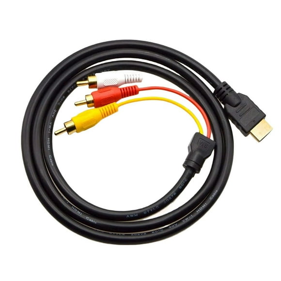 HDMI to RCA TV Cable HDMI Male to 3 RCA Female av Cable Video Audio Component Converter Adapter 1080P Cable for HDTV Black 5ft/1.5m