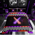 thumbnail image 1 of Erosebridal Teens Sports Comforter Sets Twin Size, Lightsaber Comforters & Duvets, Racing Checkered Decor, Microfiber 2pcs, 1 of 8
