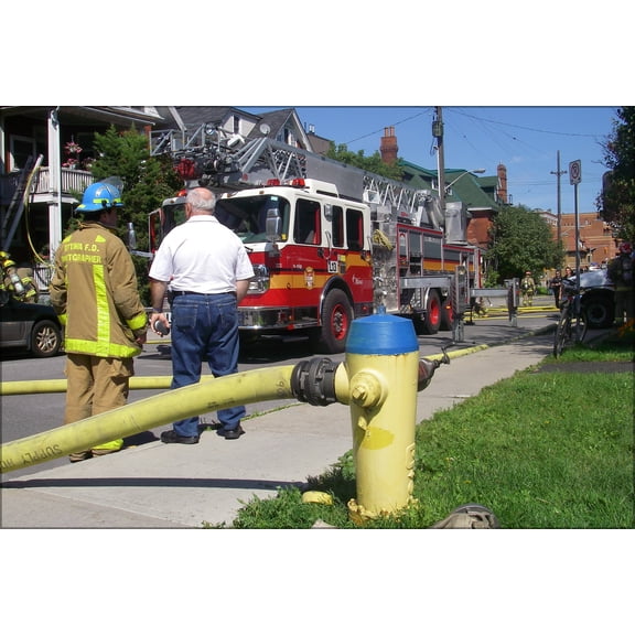 24"x36" Gallery Poster, Fire hydrant and truck fire engine Ottawa canada